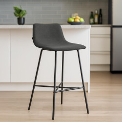 Tabouret de bar en tissu Altona gris foncé