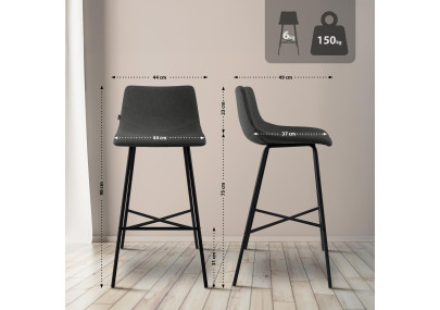 Tabouret de bar Altona, tissu gris foncé