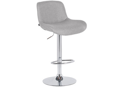 Tabouret de bar Solon, chromé, tissu gris clair