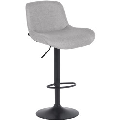 Tabouret de bar Solon, noir, tissu gris clair