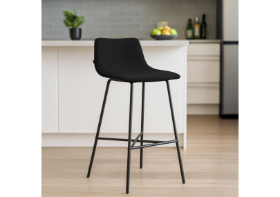 Tabouret de bar Altona, tissu noir