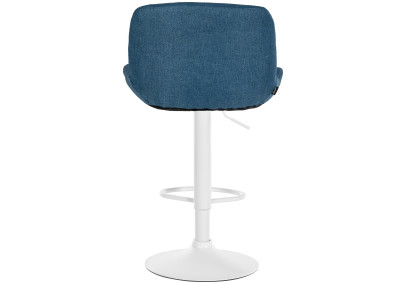 Tabouret de bar Solon, tissu blanc, bleu