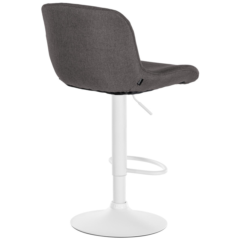 Tabouret de bar Solon, tissu blanc gris foncé