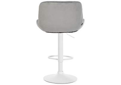 Sgabello da bar Solon, velluto bianco, grigio