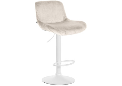 Tabouret de bar Solon, velours blanc, crème