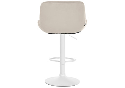 Banqueta Solon, veludo branco, creme