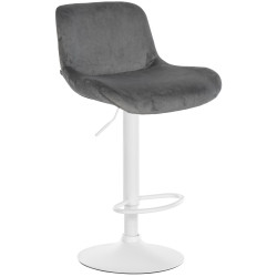 Tabouret de bar Solon, velours blanc, gris foncé