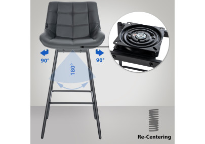 Ensemble de 4 tabourets de bar pivotants Weston, similicuir, gris