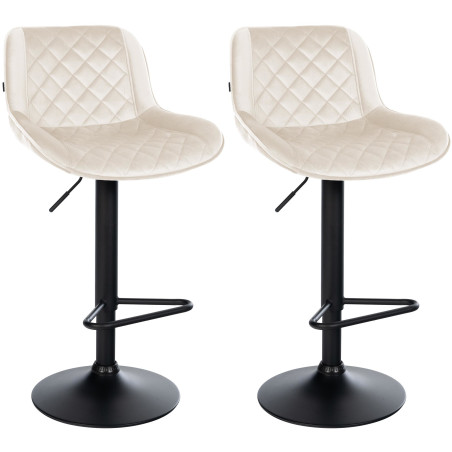 Juego de 2 taburetes de bar Kasson de terciopelo color crema