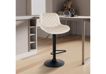 Conjunto de 2 banquetas de bar Kasson em veludo creme.