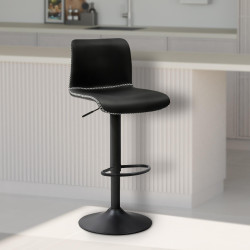Tabouret de bar Henchy, similicuir noir