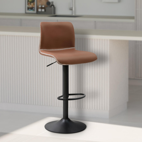 Tabouret de bar Henchy en similicuir brun