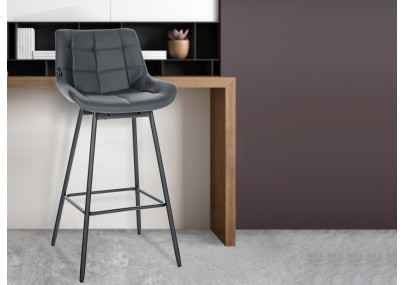 Lot de 4 tabourets de bar pivotants Weston en similicuir gris