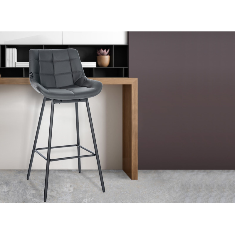 Ensemble de 4 tabourets de bar pivotants Weston, similicuir, gris