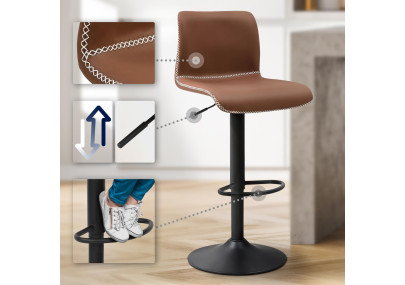 Tabouret de bar Henchy, similicuir, marron