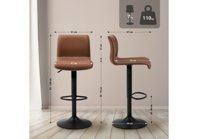 Sgabello da bar Henchy, similpelle, marrone