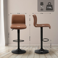 Sgabello da bar Henchy, similpelle, marrone