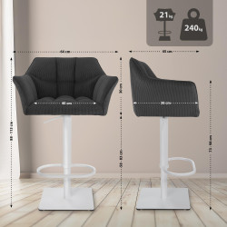 Banqueta de bar Damaso W Cord cinza escuro