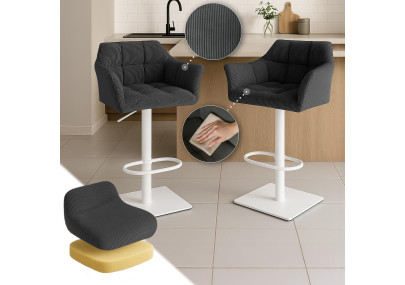 Taburete de bar Damaso W Cord gris oscuro