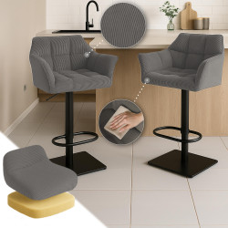 Taburete de bar Damaso B Cord, color topo