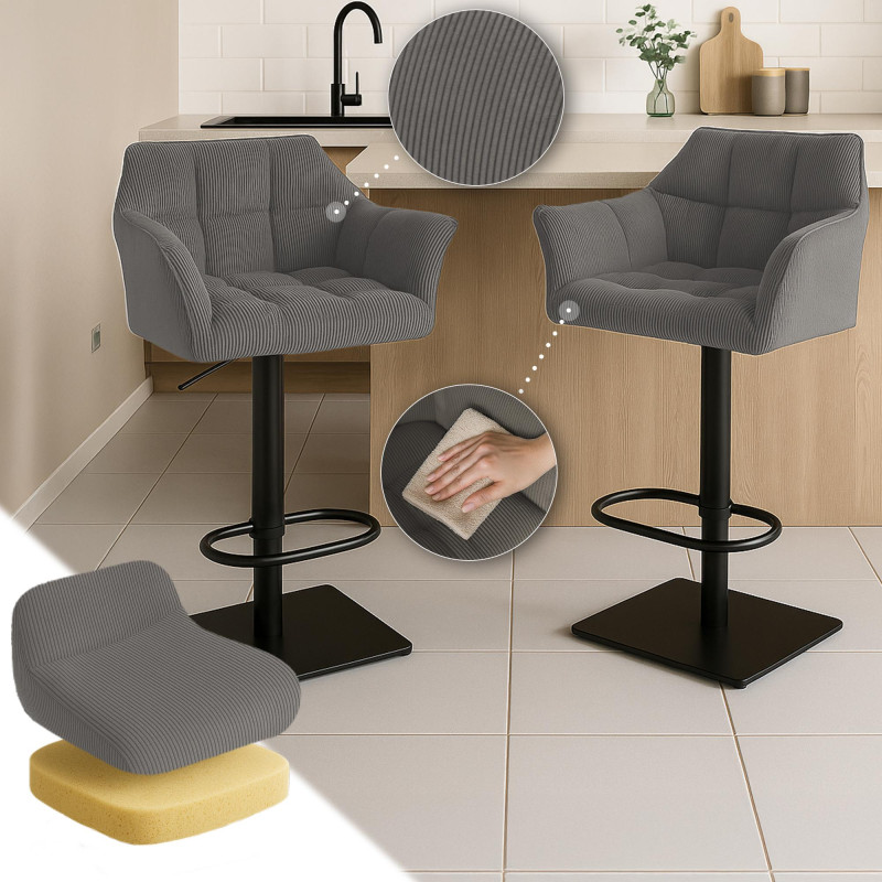 Taburete de bar Damaso B Cord, color topo