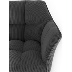 Tabouret de bar Damaso B en velours côtelé, gris foncé