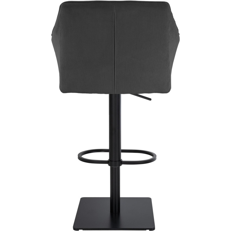Sgabello da bar in velluto a coste Damaso B, grigio scuro