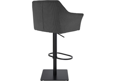 Tabouret de bar Damaso B en velours côtelé, gris foncé