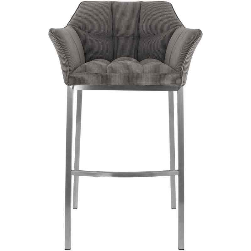 Tabouret de bar Damaso E Cord avec piètement à 4 pieds taupe