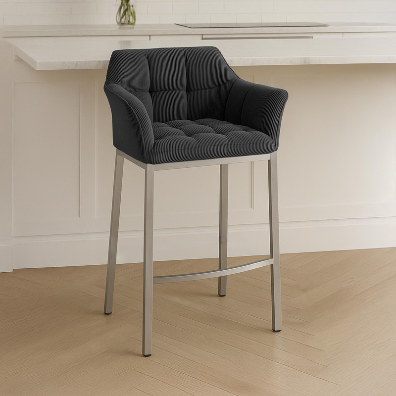 Taburete de bar Damaso E Cord con estructura de 4 patas, gris oscuro