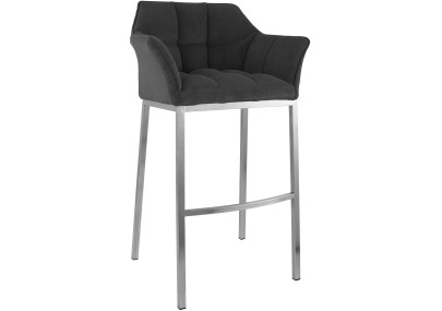 Sgabello da bar Damaso E Cord con struttura a 4 gambe, grigio scuro