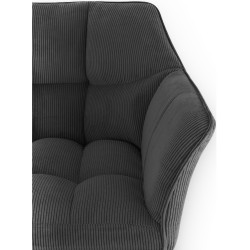 Sgabello da bar Damaso E Cord con struttura a 4 gambe, grigio scuro