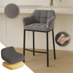 Taburete de bar Damaso B Cord con estructura de 4 patas, color topo