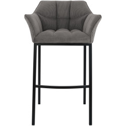 Tabouret de bar Damaso B Cord avec piètement à 4 pieds taupe