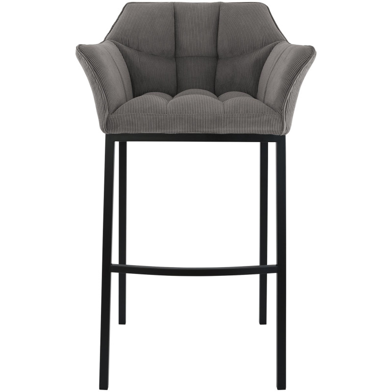 Taburete de bar Damaso B Cord con estructura de 4 patas, color topo