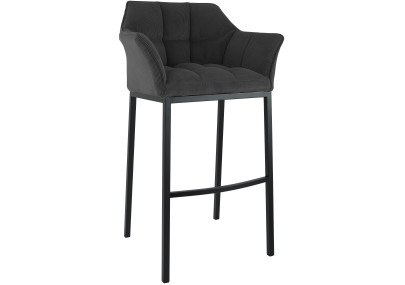 Taburete de bar Damaso B Cord con estructura de 4 patas, gris oscuro