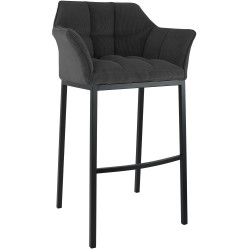 Tabouret de bar Damaso B Cord à piètement 4 pieds, gris foncé