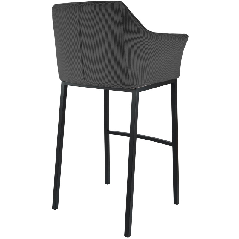 Tabouret de bar Damaso B Cord avec piètement à 4 pieds gris foncé