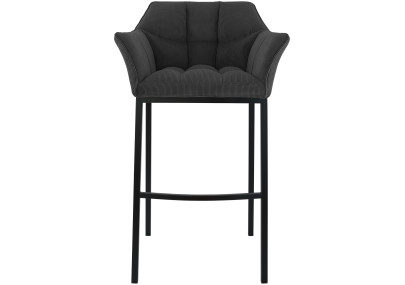 Taburete de bar Damaso B Cord con estructura de 4 patas, gris oscuro