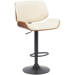 Tabouret de bar Beverley B en similicuir noix/crème