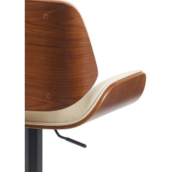 Tabouret de bar Beverley B, similicuir, noyer/crème