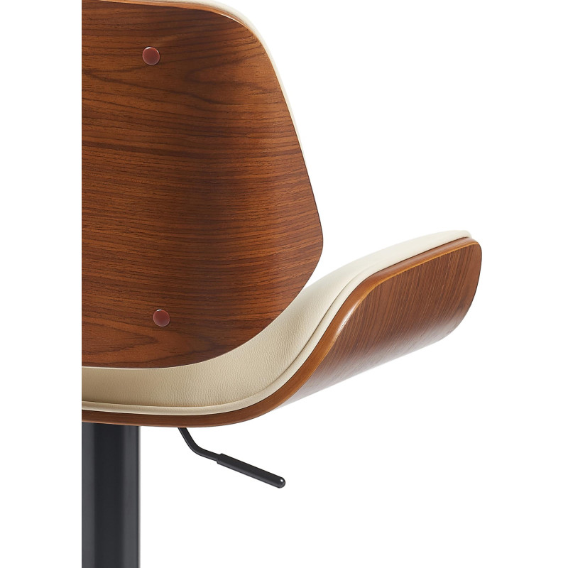 Banqueta de bar Beverley B, couro sintético, nogueira/creme