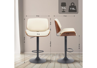 Sgabello da bar Beverley B, similpelle, noce/crema