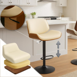 Sgabello da bar Beverley B, similpelle, noce/crema