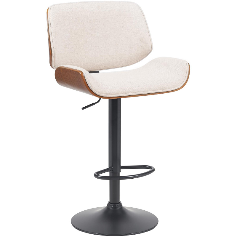 Tabouret de bar en tissu Beverley B noix/crème