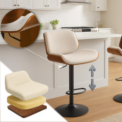 Banqueta de bar Beverley B, tecido cor nogueira/creme