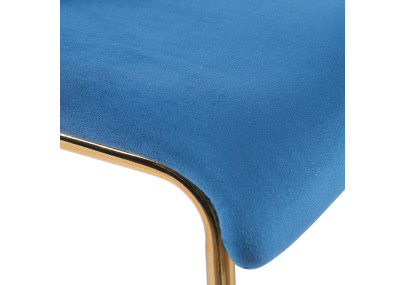 Sgabello da bar in velluto Hoover, 4 gambe, oro e blu