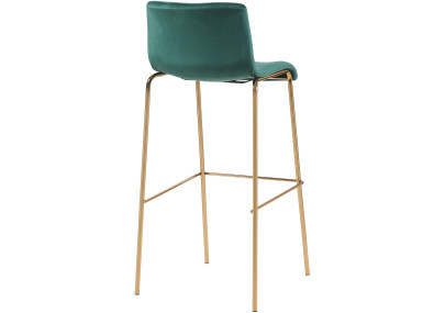 Sgabello da bar in velluto Hoover, 4 gambe, oro/verde