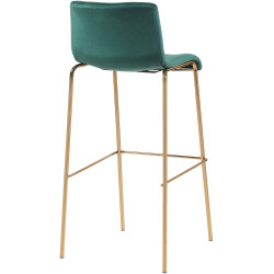 Tabouret de bar Hoover en velours, 4 pieds, doré vert