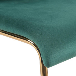 Sgabello da bar in velluto Hoover, 4 gambe, oro/verde